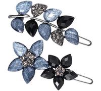 Joez Wonderful Lot de 2 pinces à cheveux vintage avec strass - Barrettes à cheveux fantaisie bleues et noires - Accessoires de cheveux formels pour mariage, femme, mariée (4,6 cm)