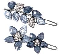 Joez Wonderful Lot de 2 pinces à cheveux vintage avec strass - Barrettes à cheveux fantaisie bleues - Pinces à cheveux décoratives en forme de fleur - Accessoires de cheveux formels pour mariage,