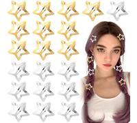 Joez Wonderful Lot de 20 pinces à cheveux en forme d'étoile - 3 cm - Pinces à cheveux antidérapantes - Accessoires de cheveux tendance pour femme (doré, argenté)