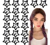 Joez Wonderful Lot de 20 pinces à cheveux en forme d'étoile - 3 cm - Pinces à cheveux antidérapantes - Accessoires de cheveux tendance pour femme (noir)