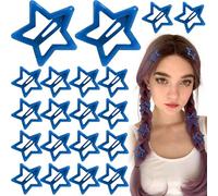Joez Wonderful Lot de 20 pinces à cheveux en forme d'étoile - 3 cm - Pinces à cheveux antidérapantes en métal pour femme (bleu foncé)