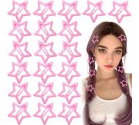 Joez Wonderful Lot de 20 pinces à cheveux en forme d'étoile - 3 cm - Pinces à cheveux antidérapantes en métal pour femme - Rose