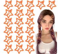 Joez Wonderful Lot de 20 pinces à cheveux en forme d'étoile - 3 cm - Pinces à cheveux antidérapantes en métal pour femme (orange)