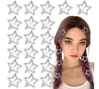 Joez Wonderful Lot de 20 pinces à cheveux en forme d'étoile - 3 cm - Pinces à cheveux antidérapantes en métal pour femme (argent brillant)