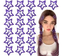 Joez Wonderful Lot de 20 pinces à cheveux en forme d'étoile - 3 cm - Pinces à cheveux antidérapantes en métal pour femme (violet)