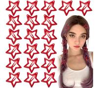 Joez Wonderful Lot de 20 pinces à cheveux en forme d'étoile - 3 cm - Pinces à cheveux antidérapantes en métal pour femme (rouge)