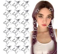 Joez Wonderful Lot de 20 pinces à cheveux en forme d'étoile argentée, 3 cm, pinces à cheveux antidérapantes en forme d'étoile pour femmes et filles