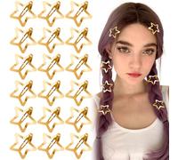 Joez Wonderful Lot de 20 pinces à cheveux en forme d'étoile dorée de 3 cm, pinces à cheveux antidérapantes en forme d'étoile pour femmes et filles