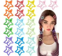 Joez Wonderful Lot de 20 pinces à cheveux multicolores en forme d'étoile - 3 cm - Pinces à cheveux en forme d'étoile - Antidérapantes - Accessoires de cheveux tendance pour femmes et filles (10