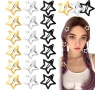 Joez Wonderful Lot de 21 pinces à cheveux en forme d'étoile - 3 cm - Pinces à cheveux en métal - Jolies barrettes à cheveux antidérapantes pour femme (3 couleurs)