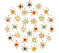 Joez Wonderful Lot de 30 breloques en forme de soleil, en alliage plaqué or, perles œil de soleil pour boucles d'oreilles, colliers, bracelets, porte-clés, accessoires d'artisanat, 10 couleurs