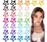 Joez Wonderful Lot de 30 pinces à cheveux multicolores en forme d'étoile - 3 cm - Pinces à cheveux en forme d'étoile - Antidérapantes - Accessoires de cheveux tendance pour femmes et filles (15