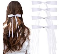Joez Wonderful Lot de 4 barrettes à cheveux à longue queue - Accessoires pour cheveux pour femme (blanc)