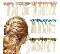 Joez Wonderful Lot de 4 peignes à cheveux pour femmes, accessoires colorés, pierres précieuses en cristal, peignes latéraux décoratifs pour femmes et filles