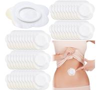 Joez Wonderful Lot de 50 patchs jetables d'huile de ricin très absorbants pour nombril - Coussinets autocollants en coton bio - Motif floral (blanc, 7 x 7 cm)