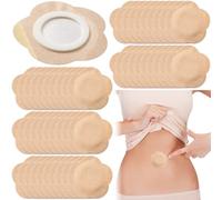Joez Wonderful Lot de 50 patchs jetables d'huile de ricin très absorbants pour nombril - Coussinets autocollants en coton bio - Motif floral (beige, 7 x 7 cm)