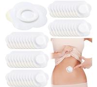 Joez Wonderful Lot de 50 patchs jetables d'huile de ricin très absorbants pour nombril, coussinets autocollants d'huile de ricin, en coton bio, fleurs (blanc, 6 x 6 cm)