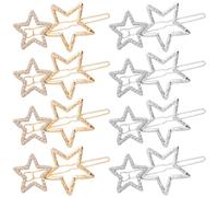 Joez Wonderful Lot de 8 pinces à cheveux en forme d'étoile en métal doré argenté et strass pour femmes et filles, cheveux épais et longs
