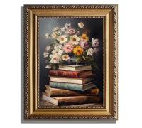 JOFANG Toile murale encadrée vintage, livre de roses blanches et fleurs - Art mural pour salon, chambre à coucher, cuisine - 22,9 x 30,5 cm