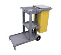 Jofel - AZ16000 Chariot de service Eco avec sac, chariot de nettoyage, 1 grand plateau et 2 petits, grand sac de 82 l, multifonction pour tous types de services de nettoyage