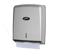 Jofel - Distributeur d'essuie-Mains, essuie-Visage, Distributeur d'essuie-Mains Mural, jusqu'à 600 essuie-Mains en Zigzag, hygiénique, boîtier ABS de Haute qualité, Valor AH37300, Argent