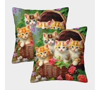 JOFHYYSIE Cute GatoImpresión 3DFundas Para Almohada Poliéster50x50cmJuego De 2 Cuadrados Resistentes Para CASA, Silla