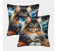 JOFHYYSIE Cute GatoImpresión 3DFundas Para Cojines Poliéster40x40cmJuego De 2 Cuadrados Resistentes Para Silla, Balcón