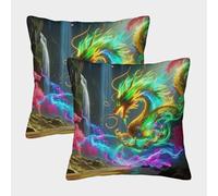 JOFHYYSIE DragónImpresión 3DFundas Para Almohada Poliéster40x40cmJuego De 2 Cuadrados Resistentes Para CASA, Silla