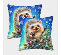 JOFHYYSIE erizoImpresión 3Dfundas De Almohada Decoración40x40cmJuego De 2 Cuadrados Resistentes Para Terraza