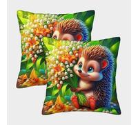 JOFHYYSIE erizoImpresión 3Dfundas De Almohada Diseño40x40cmJuego De 2 Cuadrados Resistentes Para Cama
