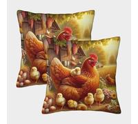 JOFHYYSIE GalloImpresión 3Dfundas De Almohada Decoración45x45cmJuego De 2 Cuadrados Resistentes Para Terraza