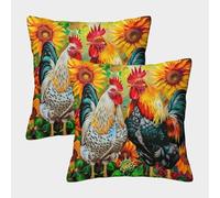 JOFHYYSIE GalloImpresión 3Dfundas De Almohada Diseño45x45cmJuego De 2 Cuadrados Resistentes Para Silla, Cama