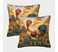 JOFHYYSIE GalloImpresión 3DFundas Para Almohada Elegante45x45cmJuego De 2 Cuadrados Resistentes Para Sofá, Terraza