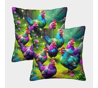 JOFHYYSIE GalloImpresión 3DFundas Para Almohada Poliéster40x40cmJuego De 2 Cuadrados Resistentes Para Jardín