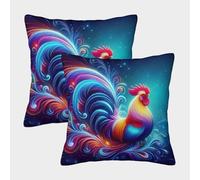 JOFHYYSIE GalloImpresión 3DFundas Para Cojines Diseño Elegante45x45cmJuego De 2 Cuadrados Resistentes Para Sala, Jardín