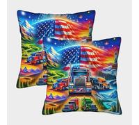 JOFHYYSIE Gran camiónImpresión 3DFundas Para Almohada Diseño45x45cmJuego De 2 Cuadrados Resistentes Para Cama, Jardín