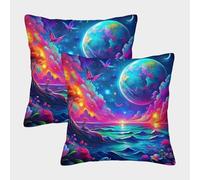 JOFHYYSIE Lago LunaImpresión 3Dfundas De Almohada Decoración45x45cmJuego De 2 Cuadrados Resistentes Para Terraza