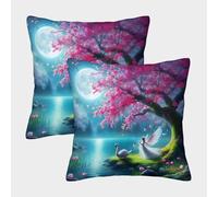 JOFHYYSIE Lago LunaImpresión 3Dfundas De Almohada Diseño Elegante45x45cmJuego De 2 Cuadrados Resistentes Para Sala, Sofá