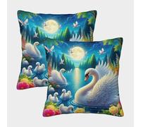 JOFHYYSIE Lago LunaImpresión 3DFundas Para Cojines Decoración40x40cmJuego De 2 Cuadrados Resistentes Para Sofá, Cama