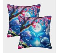 JOFHYYSIE Lago LunaImpresión 3DFundas Para Cojines Diseño50x50cmJuego De 2 Cuadrados Resistentes Para Sofá, Cama