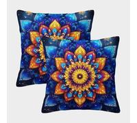 JOFHYYSIE Mandala FlorImpresión 3DFundas Para Almohada Poliéster50x50cmJuego De 2 Cuadrados Resistentes Para CASA, Silla