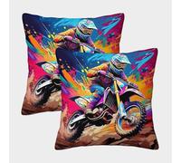 JOFHYYSIE Motocicleta todo terrenoImpresión 3Dfundas De Almohada Diseño50x50cmJuego De 2 Cuadrados Resistentes Para Silla, Cama