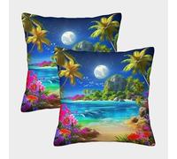 JOFHYYSIE Paisaje costeroImpresión 3DFundas Para Almohada Resistentes40x40cmJuego De 2 Cuadrados Poliéster Para Jardín