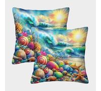 JOFHYYSIE Paisaje costeroImpresión 3DFundas Para Almohada Resistentes50x50cmJuego De 2 Cuadrados Decoración Para Balcón