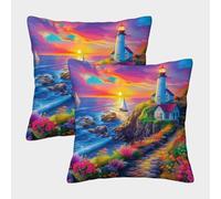 JOFHYYSIE Paisaje costeroImpresión 3DFundas Para Almohada Resistentes50x50cmJuego De 2 Cuadrados Poliéster Para Jardín
