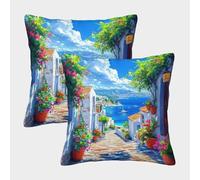 JOFHYYSIE Paisaje costeroImpresión 3DFundas Para Cojines Diseño50x50cmJuego De 2 Cuadrados Resistentes Para Cama, Dormitorio