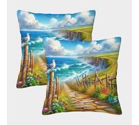 JOFHYYSIE Paisaje costeroImpresión 3DFundas Para Cojines Resistentes40x40cmJuego De 2 Cuadrados Decoración Para Cama