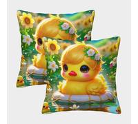 JOFHYYSIE Pato AmarilloImpresión 3DFundas Para Almohada Decoración40x40cmJuego De 2 Cuadrados Resistentes Para Silla