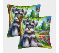 JOFHYYSIE Perro lindoImpresión 3DFundas Para Cojines Poliéster40x40cmJuego De 2 Cuadrados Resistentes Para Silla, Terraza
