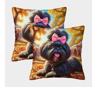 JOFHYYSIE Perro lindoImpresión 3DFundas Para Cojines Poliéster45x45cmJuego De 2 Cuadrados Resistentes Para Silla, Balcón